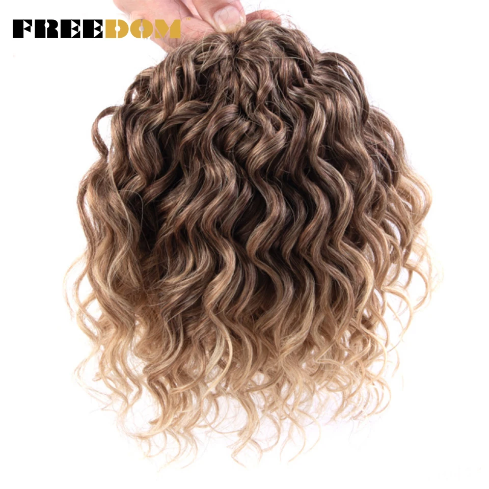 FREEDOM 10 Zoll Synthetische Tiefwellige Twist-Häkelzöpfe Haarverlängerungen Ombre Afro Lockige Flechtfrisur Hochtemperaturfaser – Detail 12