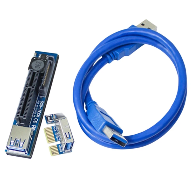 

Add on Card PCI-E Riser PCIE PCI-Express X1 to X4 Riser PCI E Riser Card Extend Adapter with 30CM USB3.0 Extension Cable