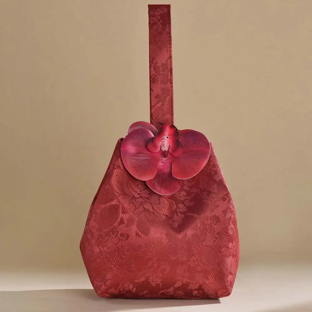 Portable Flower Pendant Tassel Knot Wrist Bag Temperament Make Up Pouch Wedding Candy Bag Printing Chinese Style Handbag Girls