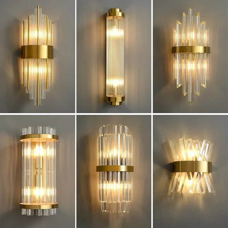 

LED Luxury Crystal Wall Lamps For Living Room Hall Foyer Hotel Indoor Home Art Decor Wall Sconces Gold Bedside Lights Wall Light