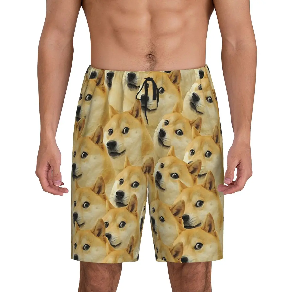 

Мужские короткие пижамные шорты с принтом Doge Wow Pattern Shiba Inu Doggo Dog Meme Montage, для сна и отдыха