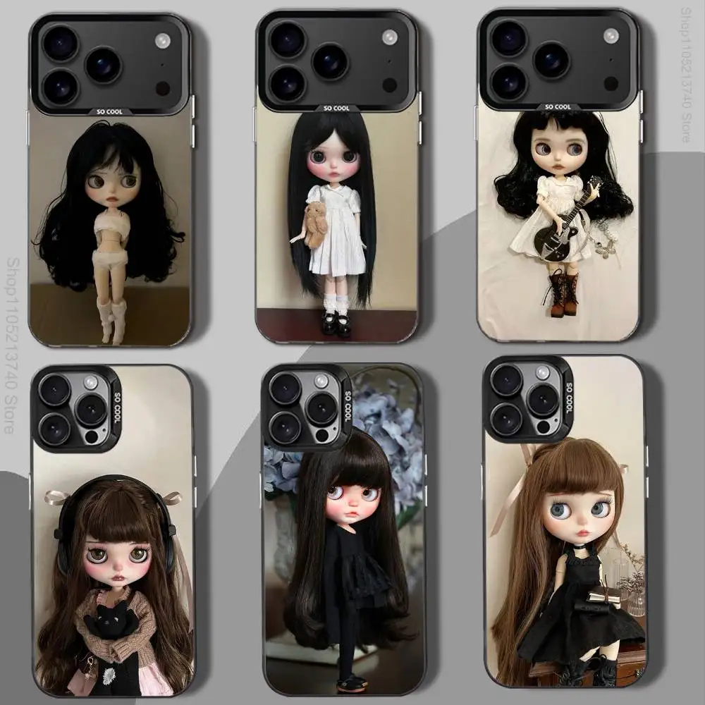Capa de telefone fofa d-doll B-Blythe-es para iPhone 15,17,12,14,13,16,11, Mini, Max, Air, Plus, Pro, E Matte Protect Cover preta