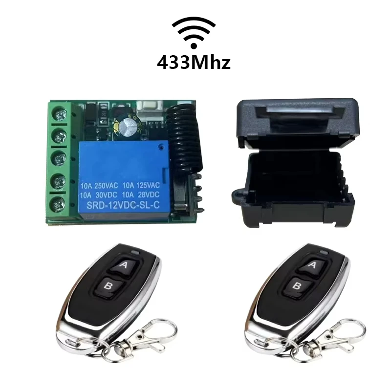 10A Relay Receiver Mini Module Remote Control f 433Mhz Universal Gate Remote Control Switch DC 12V or Gate LED Garage Door
