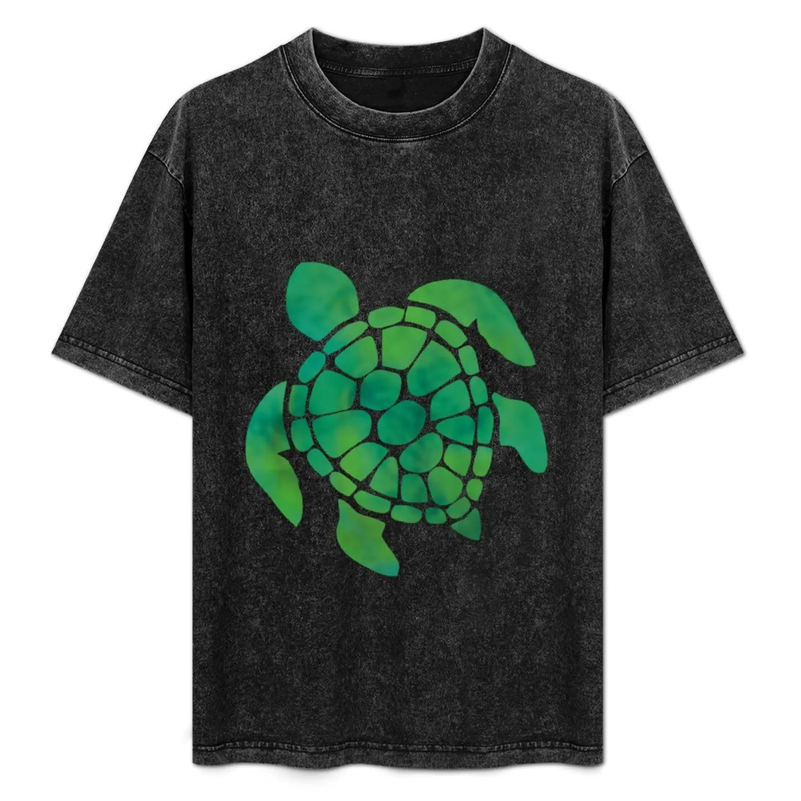 

Green Tropical Turtle T-Shirt Non-Shrink Basic Cotton T-Shirt
