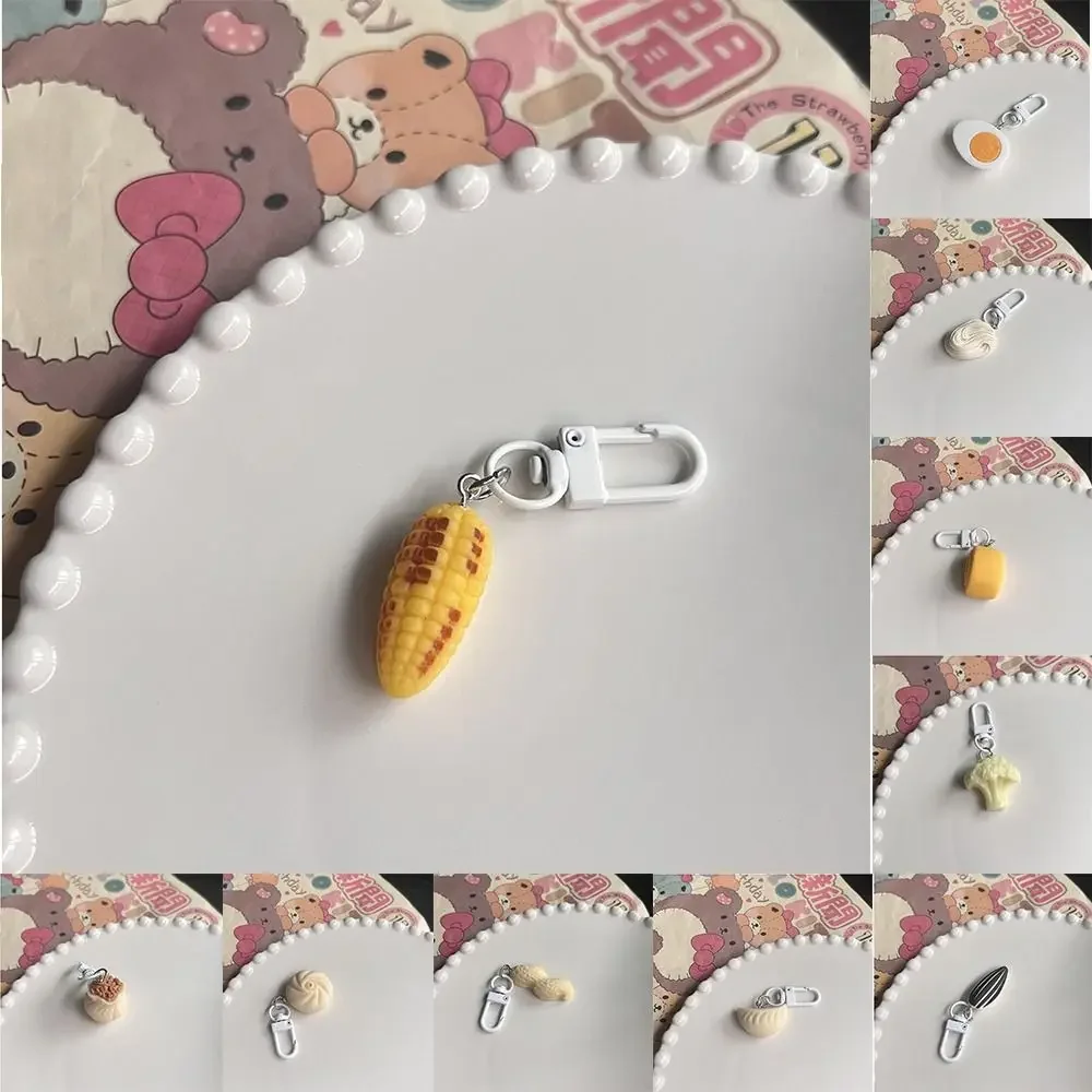 Steamed Stuffed Bun Cute Food Key Chain Corn Noodle Chinese Breakfast Pendant Backpack Charms Acrylic Simulation Food Key Ring