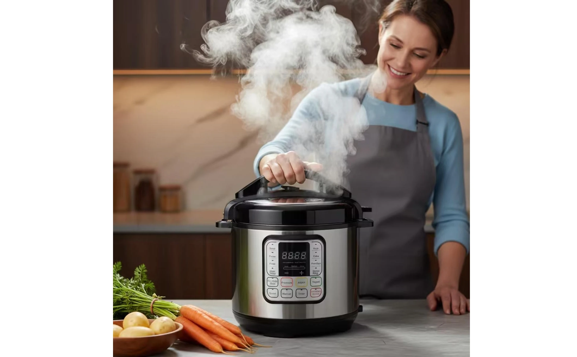 Electric Pressure Cooker Stainless Steel Pressure Cooker with Removable Pot Multicooker Compact Appliance Safe for Home Cooks Electric Pressure Cooker Stainless Steel Pressure Cooker with Removable Pot Multicooker Compact Appliance Safe for Home Cooks