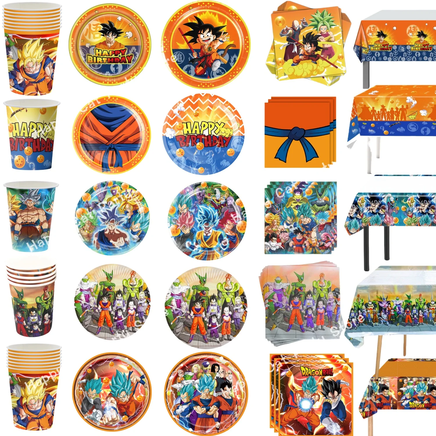 

Dragon Ball Happy Birthday Decoration Set Tablecloth Plate Napkin Cup Cake Decor Party Hat Baby Shower Dragon Ball Party Favors