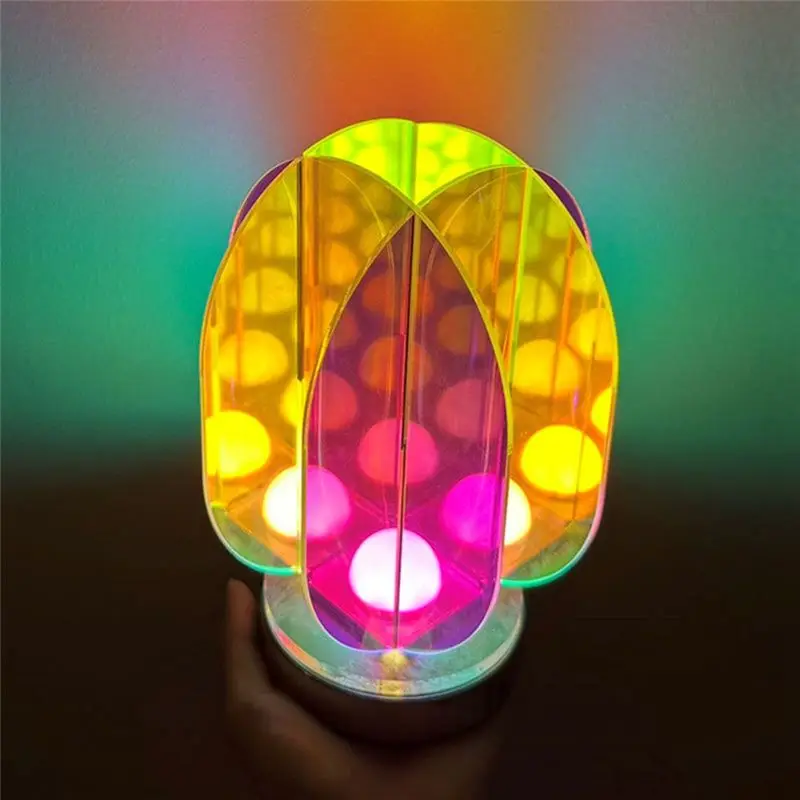 A42Z-LED Color Acrylic USB Table Lamp Bedroom Room Game Room Decor Night Lamp Desk Geometric Decorative Indoor Table Lamp image 2
