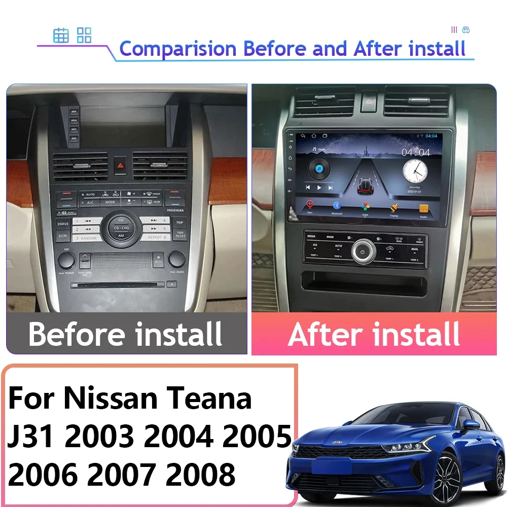 Android 13 For Nissan Teana J31 2003 2004 2005 2006 2007 2008 Multimedia Car Radio Vehicle Lettore GPS Navigation Player Screen