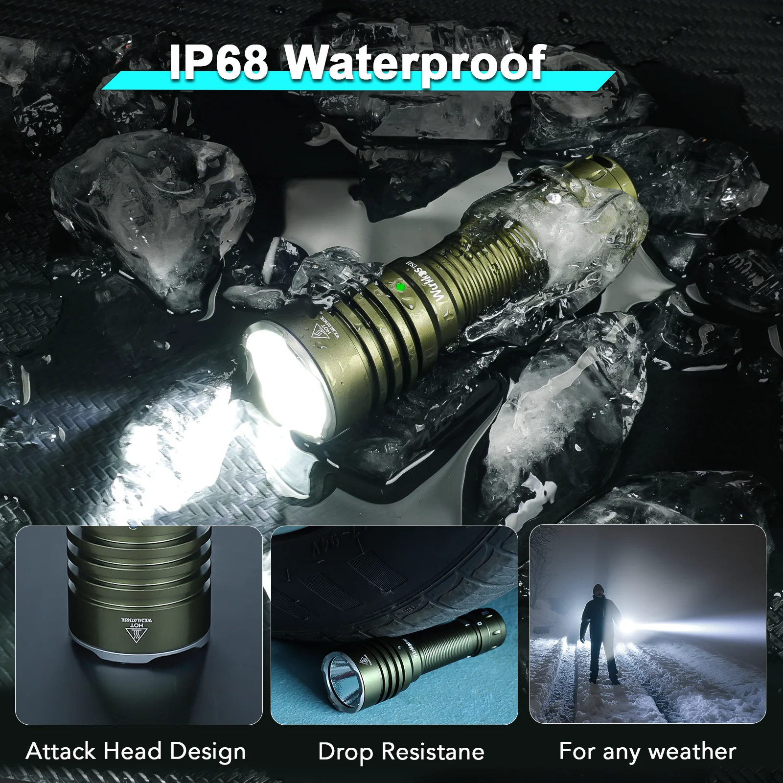 Wurkkos TS23 21700 Rechargeable Tactical Flashlight EDC 5000LM XHP70.3 HI LED Torch IPX-8 Waterproof Two Group Modes Tail Switch image 5