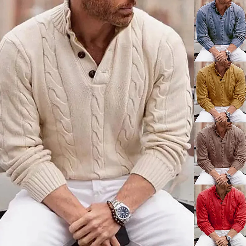 

Autumn And Winter New Sweater Men's Solid Color Turtleneck Long-sleeved Knitted Sweater Men's Clothing