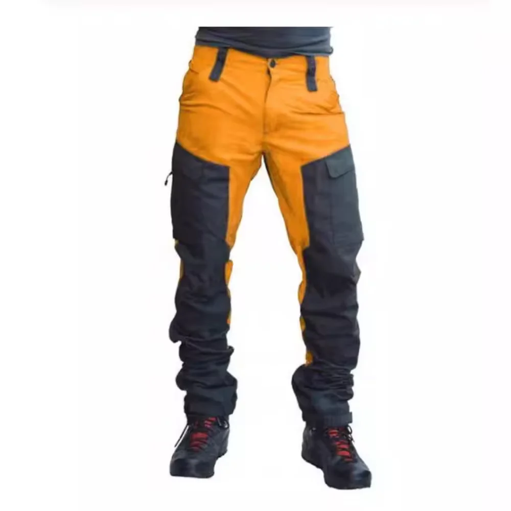 New Slim Fit Pants For Outdoor Sports, European And American Motorcycle Leisure, Multi Pocket Color Blocked Work Pants For Men