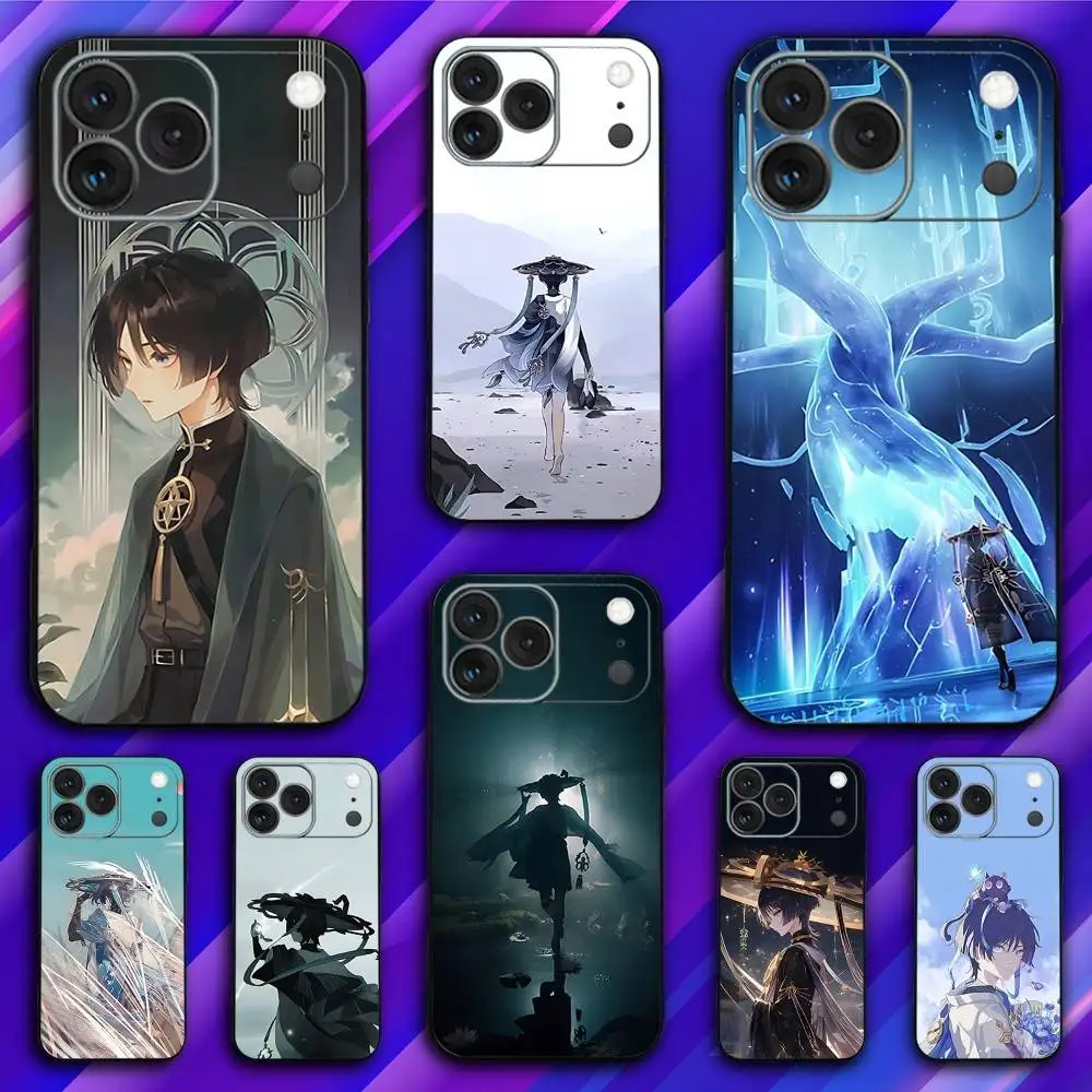 

Genshin Scaramouche Impact Phone Case For iPhone 17,16,15,14,13,12,11,Pro,Max,Plus,X,XS,SE4,E,Mini,Soft Black Case