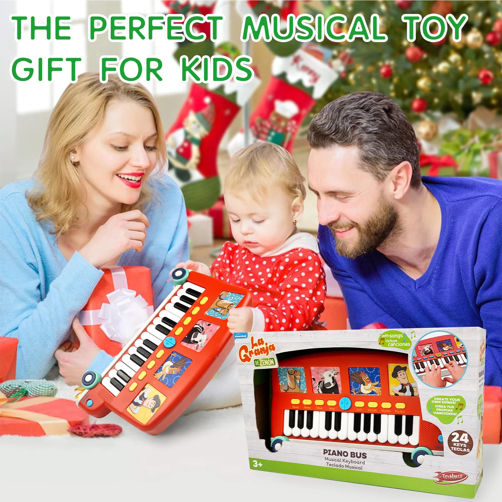 La Granja De Zenon 24 keys Piano Multifunction Musical Instrument for Infant Toddlers Early Educational Toys Zenon Farm