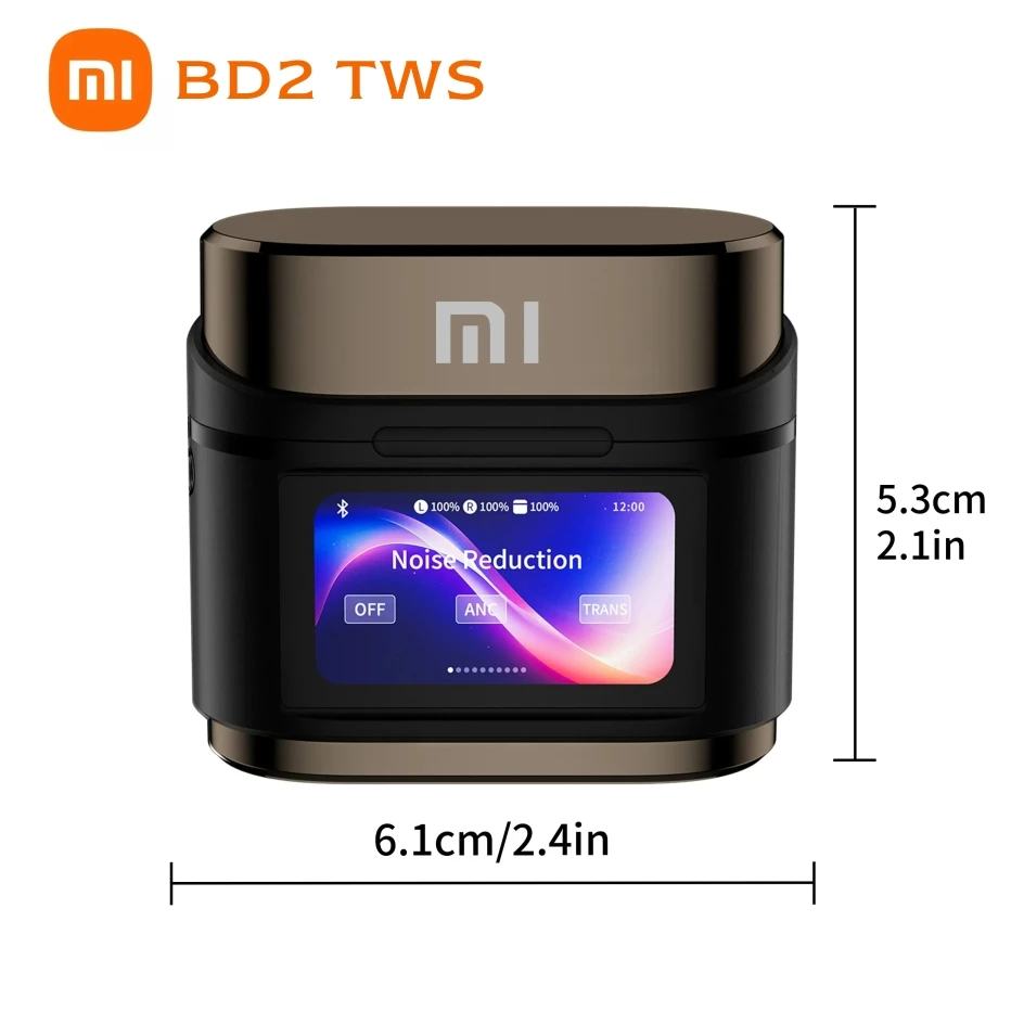 Xiaomi Bluetooth Headphones BD2 ANC+ENC Headphones Digital Display Sports Headphones Built-in Microphone HiFi Stereo