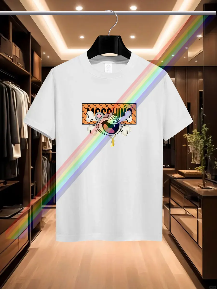 

Summer 2025 Men's luxury fashion MS brand printed T-shirt, pure cotton round neck, casual and fashionable Y2K high-end and high-
