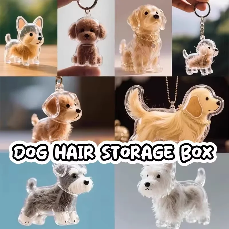 

Transparent Cute Dog Pendant Keychain Creative Pet Hair Storage Capsule Hanging Ornament for Pet Lover DIY Pet Memorial Keychain