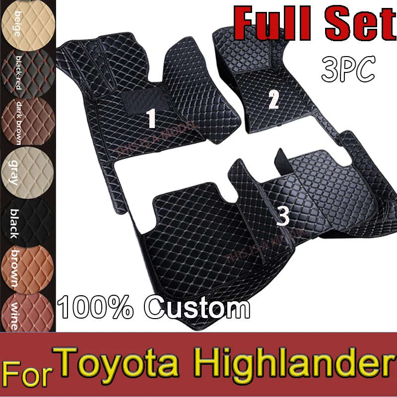 

Car Floor Mats For Toyota Highlander (Hybrid/Petrol)7 Seats 2022 2023 Auto Foot Pads Auto Carpet Cover Interior Accessories