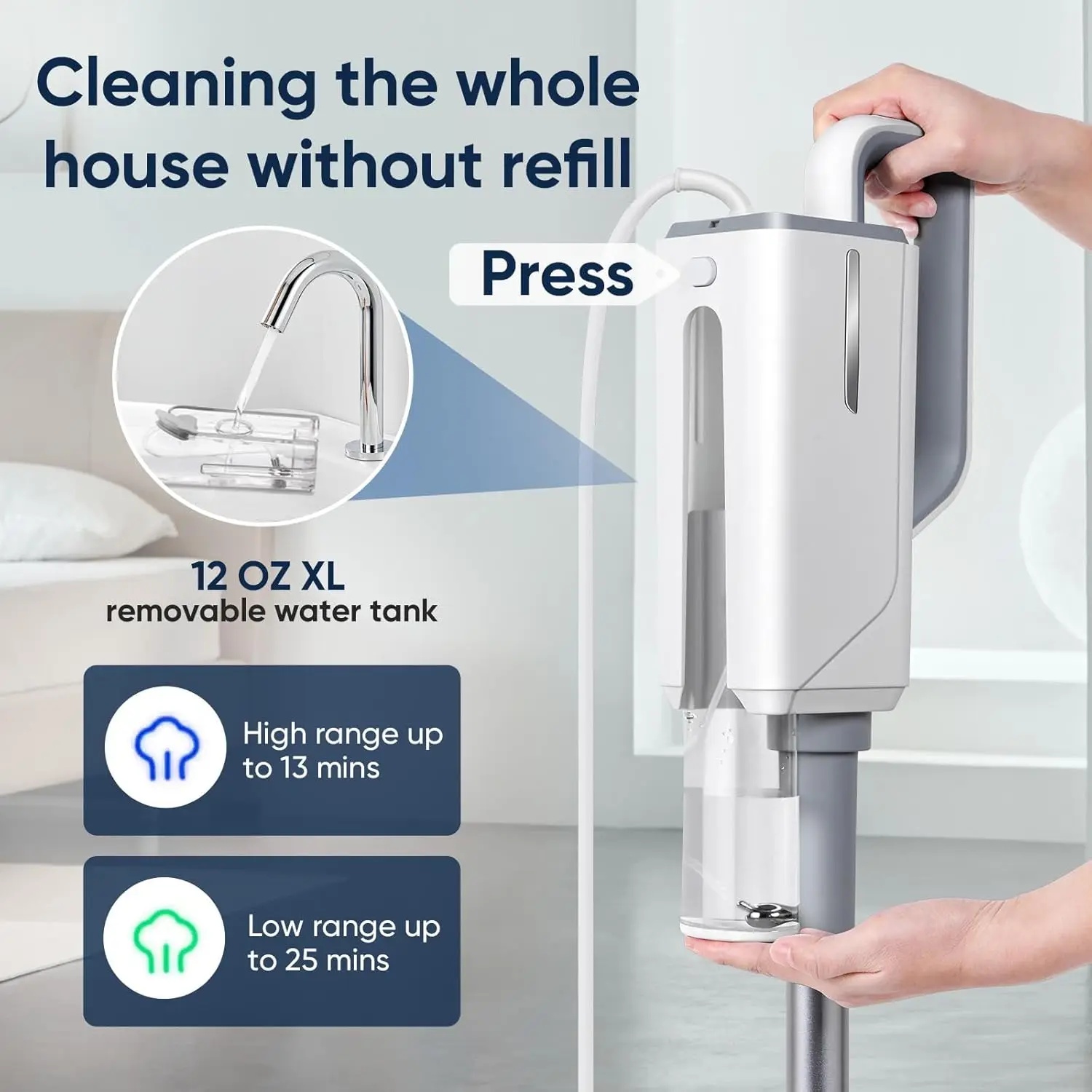 Steam Mop for Floor Cleaning, Steam Cleaner with Detachable Handheld 6-in-1 Multi-function Attachments for Hardwood Floors