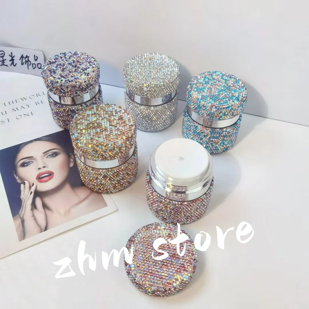 Diamond-Studded Acrylic Vacuum Bottle Press-Type Portable Dispenser for Face Creams Lotions Ointments