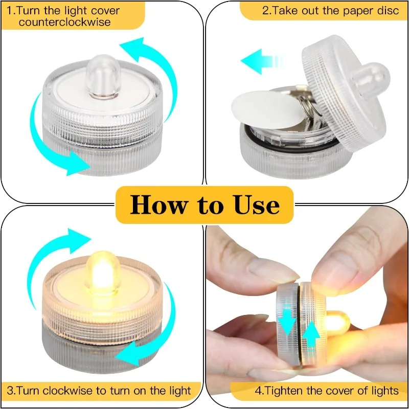 1 Pack Submersible LED Lights Waterproof Small Tealight Flameless Submersible Lights for Decor Vase Pool Pond Halloween Lantern