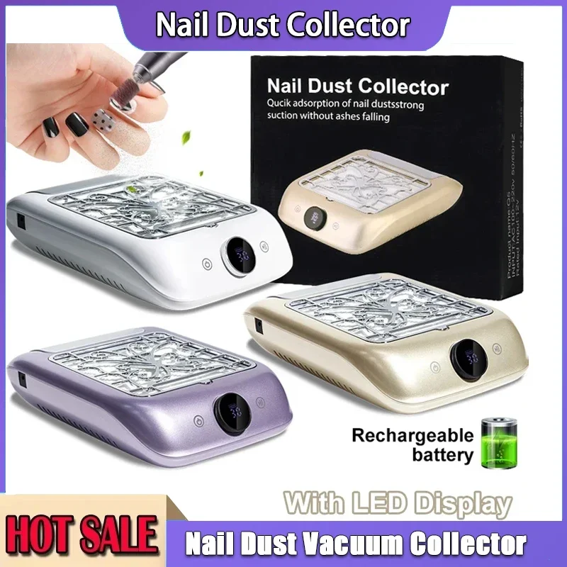 

Перезаряжаемый пылесборник для ногтей, беспроводной пылесборник для ногтей со светодиодным дисплеем, регулируемая скорость, мощные маникюрные инструменты