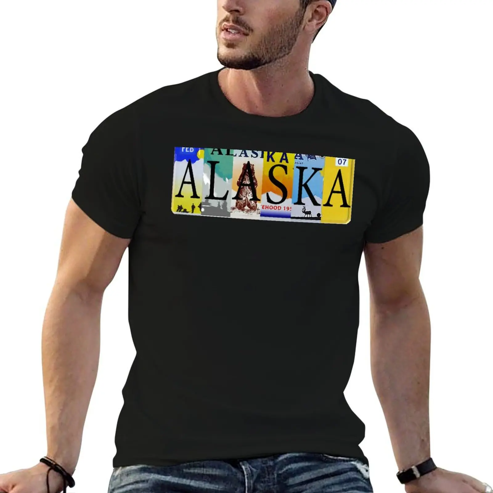 Alaska License Plates T-Shirt Sport Basic Moisture Wicking Tee