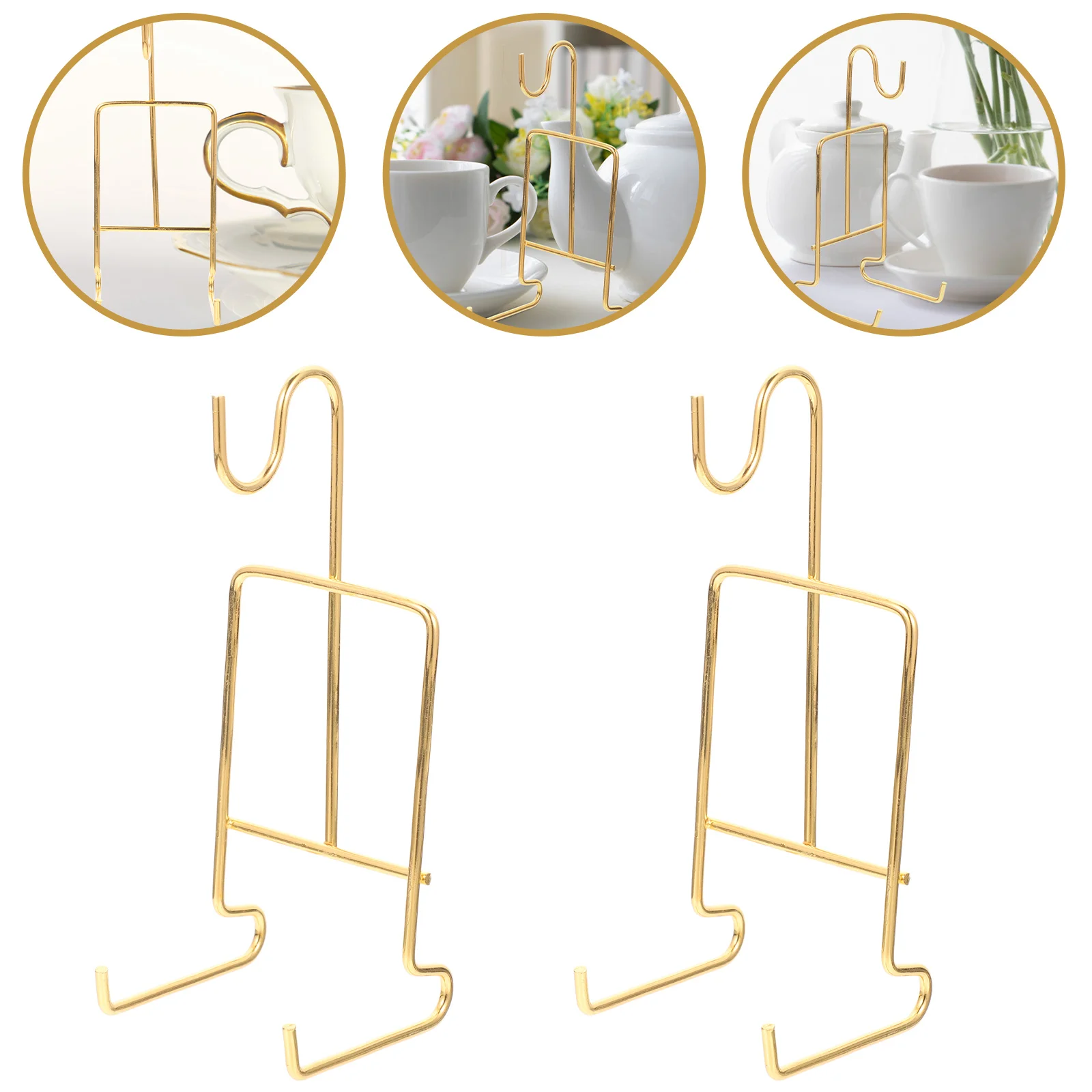 2pcs Coffee Cup Rack Iron Plate Display Stand Kitchen Home Storage Dish Holder Cup Draining Stand Metal Plate Show Rack For
