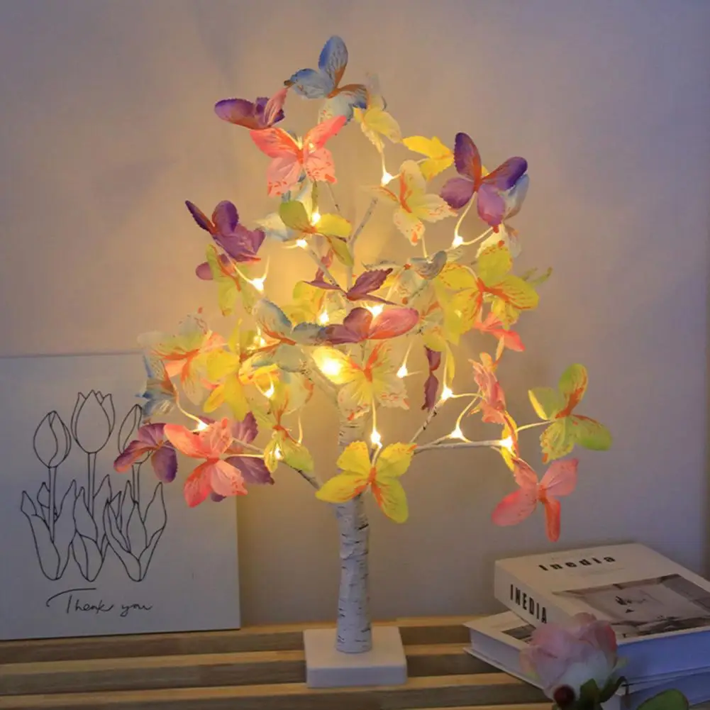 

Flexible Branch Desk Lamp Butterfly Led Birch Tree Lamp Diy Adjustable Branches Soft Glow Table Lamp for Party Decoration