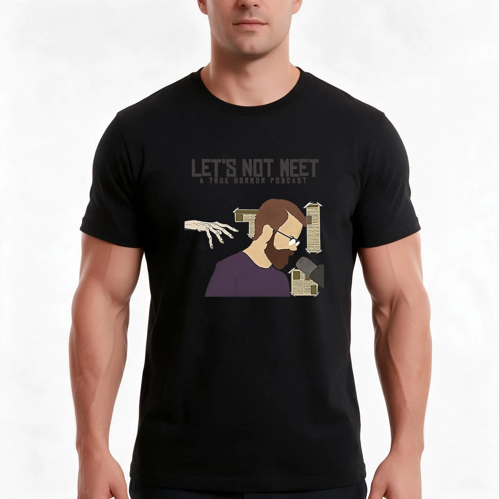 Let's Not Meet Podcast Art T-Shirt, Summer Casual Cotton Tee, Oversized Streetwear Tops, Vintage Graphic Print, Unisex Men Women