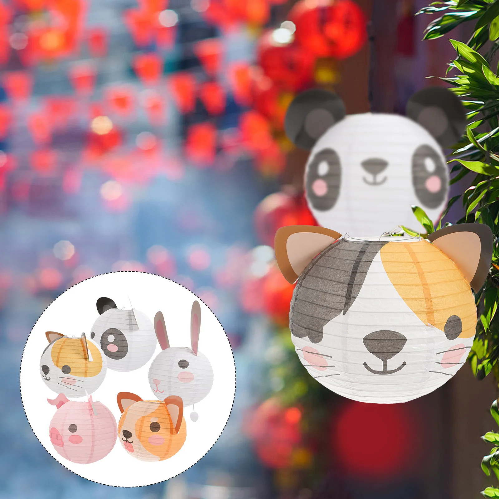 

5Pcs Cartoon Animals Lanterns Foldable Paper Party Supplies Jungle Decor Jungle Birthday Party Decorations Paper Lanterns