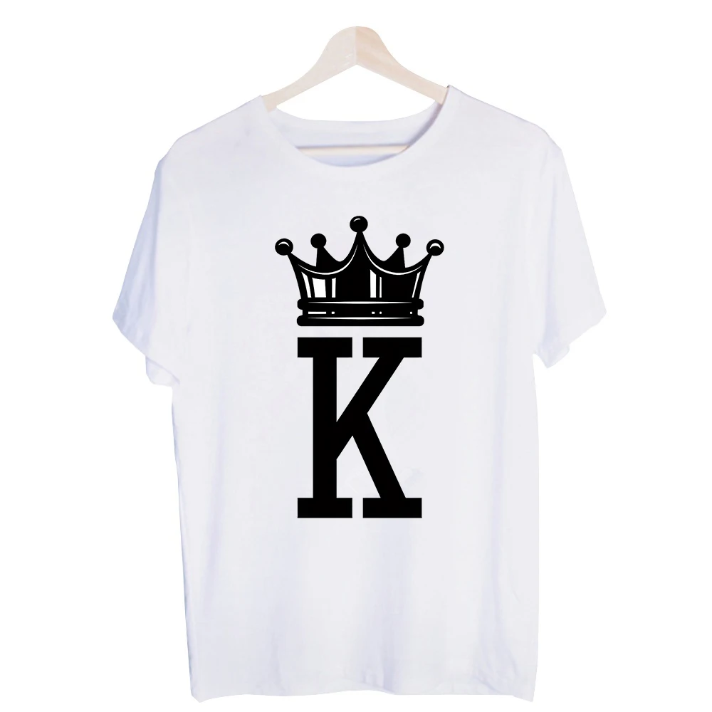 Men's Crown and Letter K Graphic Tee, Short Sleeve Crew Neck T-Shirt for Casual Streetwear and Daily Wear