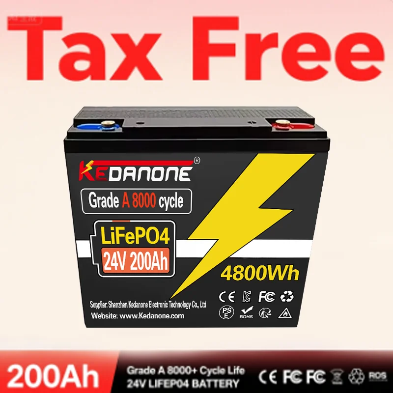 

32700 24V 220AH LiFePO4 Battery BMS RV Rechargeable Lithium Iron Phosphate, Solar Marine Overland Off-Grid Battery