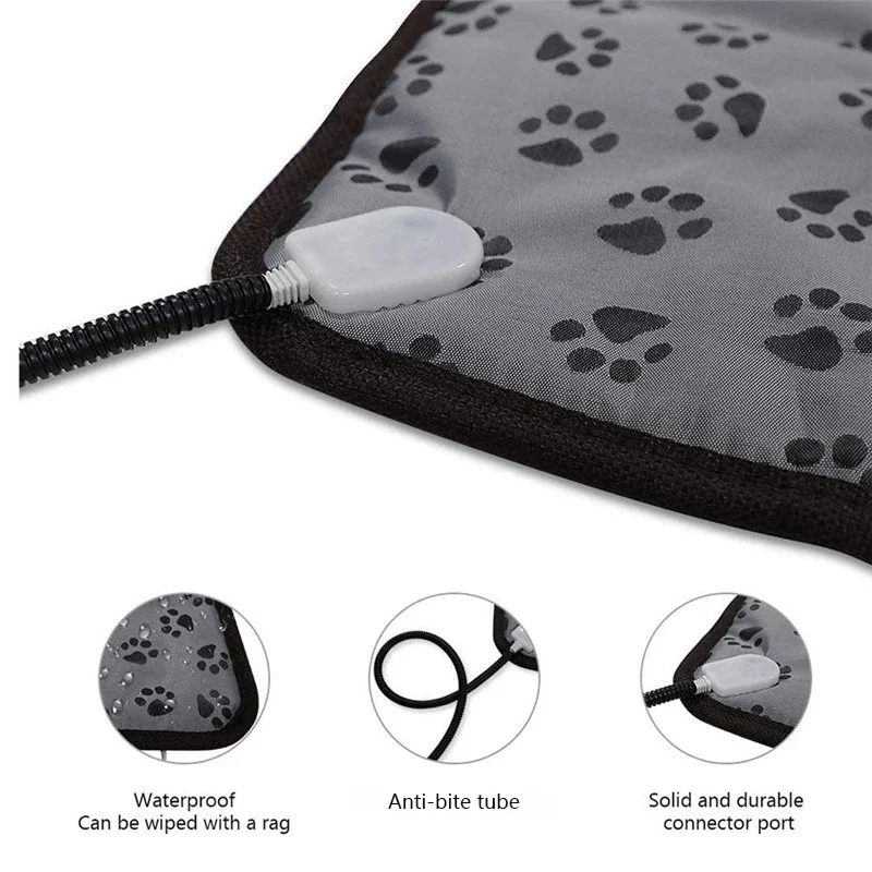 Pet Heated Mat Dog Temperature Adjustable Dog Heating Pad Waterproof Electric Heating Pad 3,9 Gears Timer Dog Sleeping Supplies