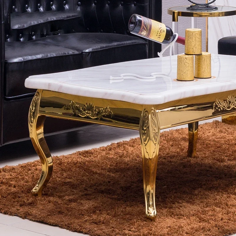 European-style neo-classical post-modern golden luxury tea table TV cabinet combination marble tea table hotel club KTV