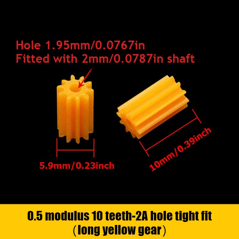 0.5 module plastic POM spur gears for main shaft with 7, 8, 9, 10, 11, 12, 13, 14, 15 and 18 teeth view 4