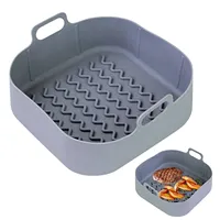 Air Fryer Silicone Pot Air Fryers Oven Baking Tray Fried Pizza Chicken Basket Mat Square Replacemen Grill Pan Accessories