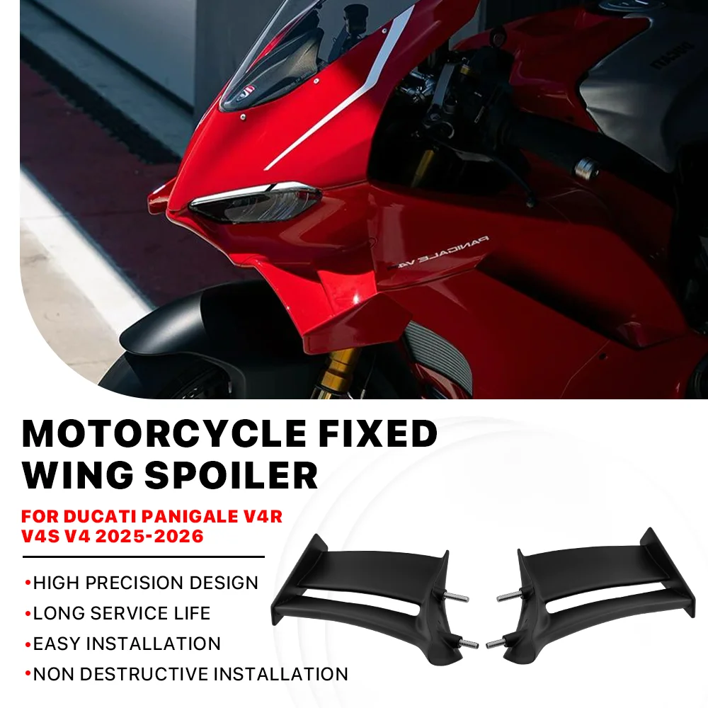 

For DUCATI PANIGALE V4 V4S V4R SP 2025 2026 Motorcycle Front Fairing fixed wing Side red Winglets Spoiler Air Deflector Kit