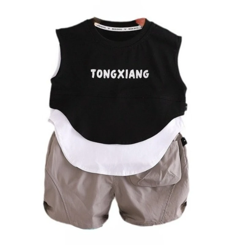 جديد الصيف ملابس الطفل دعوى الأطفال الفتيان عارضة أكمام سترة السراويل 2 قطعة/المجموعة الاطفال ملابس الرضع زي طفل رياضية