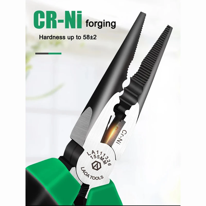 6-Inch Chrome Nickel Steel Multifunctional Pointed Long Nose Fishing Pliers For Wire Stripping & Terminal Crimping Tools