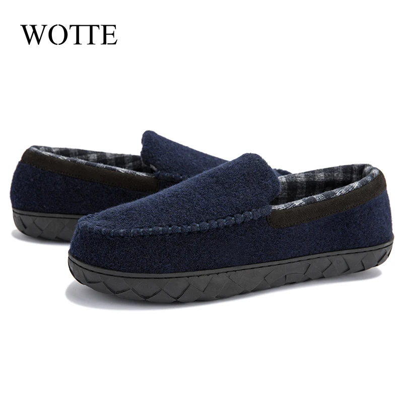 Men Cotton Slippers Microsuede Moccasins Shoes for Men Slip-On Flat Shoes with Memory Foam Sole Indoor Outdoor Casual Loafers