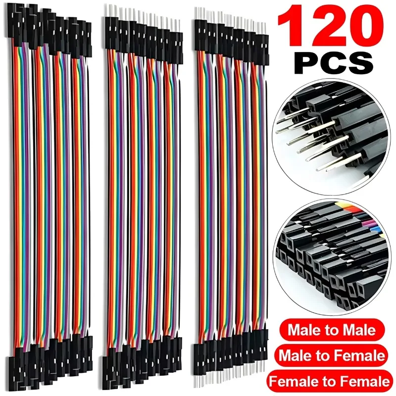 40-120 Stück Mehrfarbige Jumper-Flachbandkabel 15cm Breadboard Prototyping Dupont-Draht 40-Pin M-M M-F F-F für Arduino DIY-Projekt