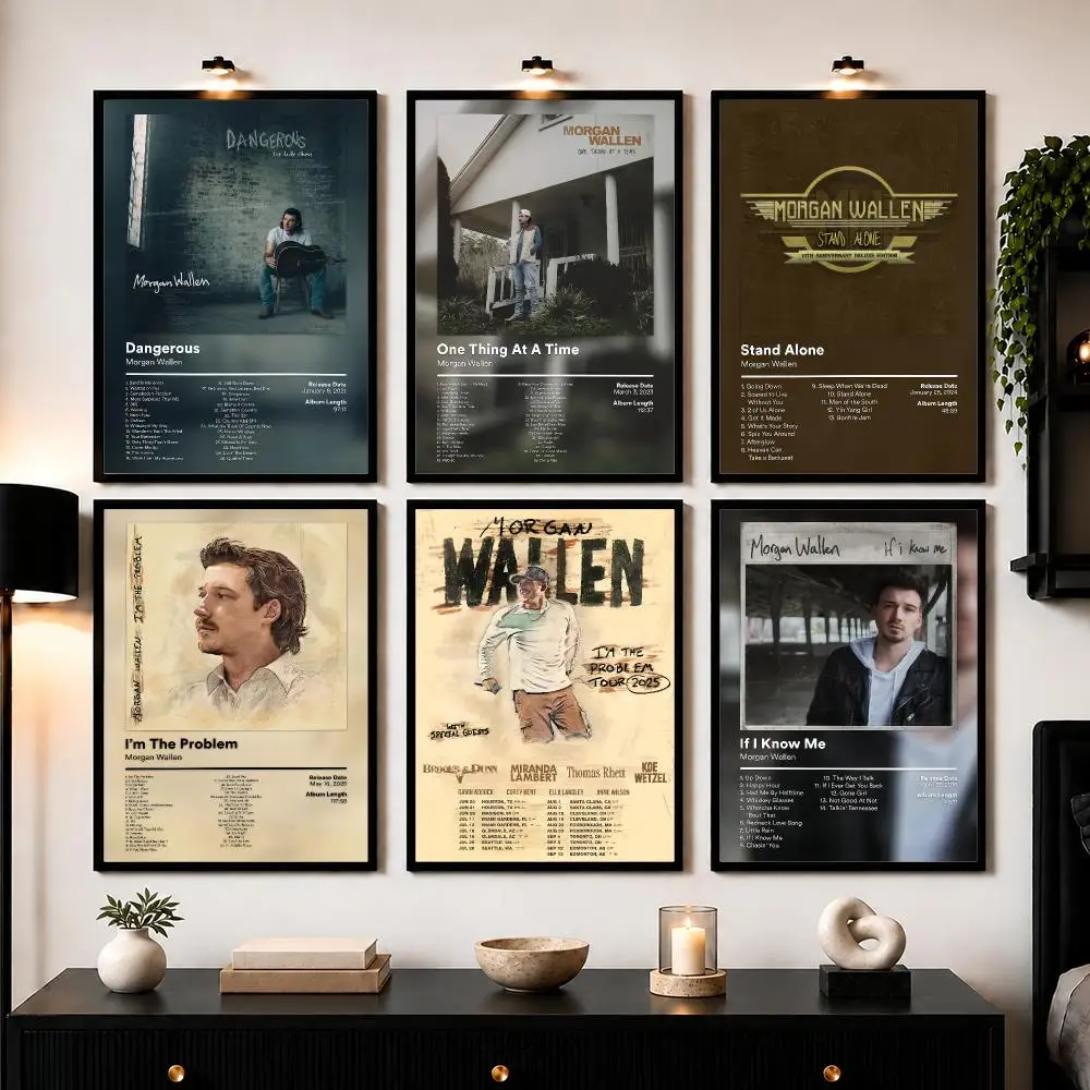 M-Morgan Wallen Poster Wall Art Sticker For Living Room Bedroom Bar Home Decor Mural Painting Decoration