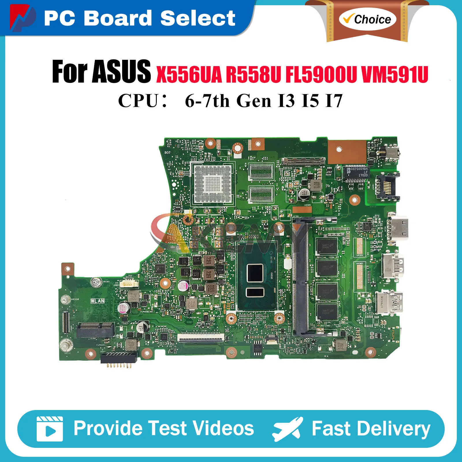 

X556UA Laptop Motherboard For ASUS R558U X556UQK X556UV X556UJ VM591U X556UF FL5900U X556U X556UQ X556URK Mainboard I3 I5 I7 CPU
