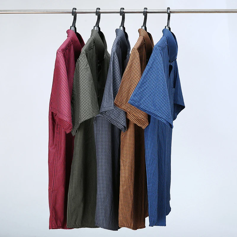 

5 Color Summer Short Sleeve Shirt Men Loose Casual Classic Plaid Business Plus Size Shirts Male Brand Clothes 6XL 7XL 8XL 10XL