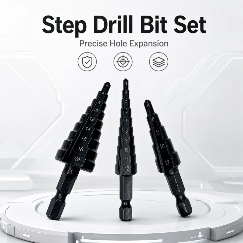 3Pcs Step Cone Drill Bit Set 1/4