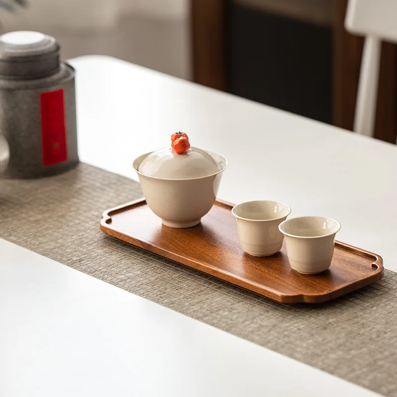 HeMu-Japanese Walnut Cloud Plate, Square Tray, Wooden Fruit Plate, Snack Fruit Plate in the Living Room and Dining Room