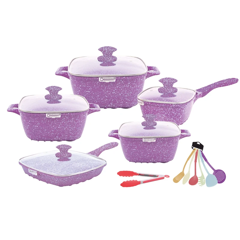 Die-cast aluminum cooking pot cookware casserole set