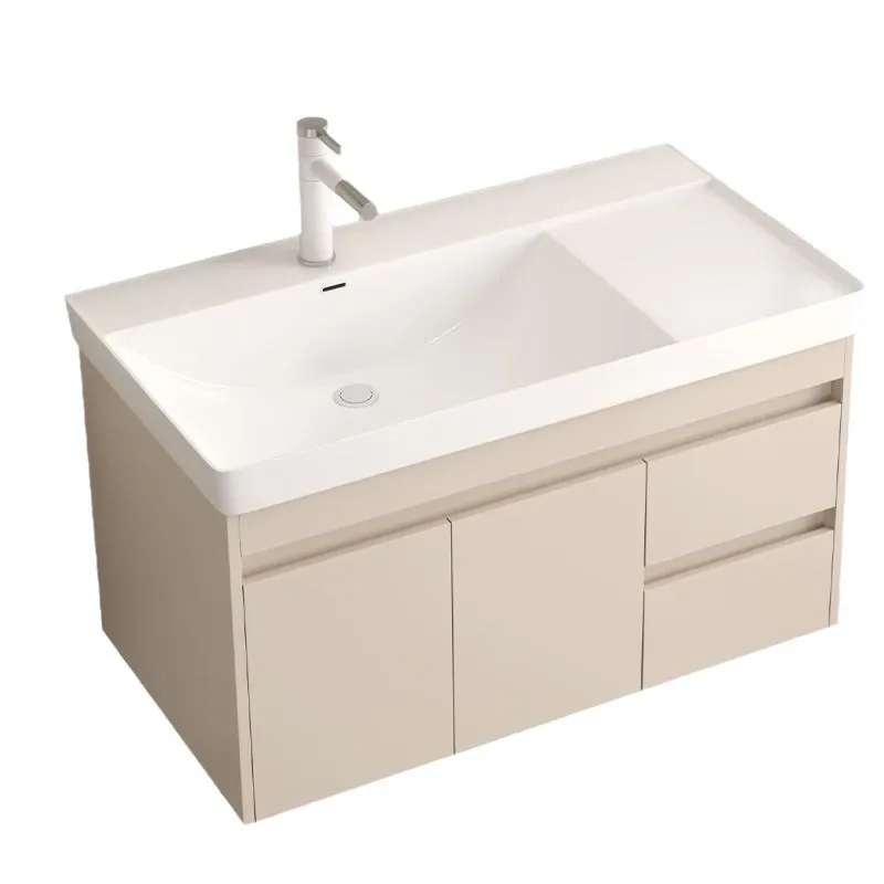 

New cream wind, bathroom wash basin cabinet combination, small apartment