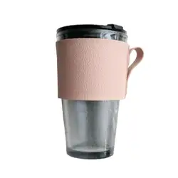 Cup Sleeves For Hot Drinks Insulated Mug Sleeve Hand Protector Reusable Jacket With Handle Cafe Insulator PU Leather For Hot &